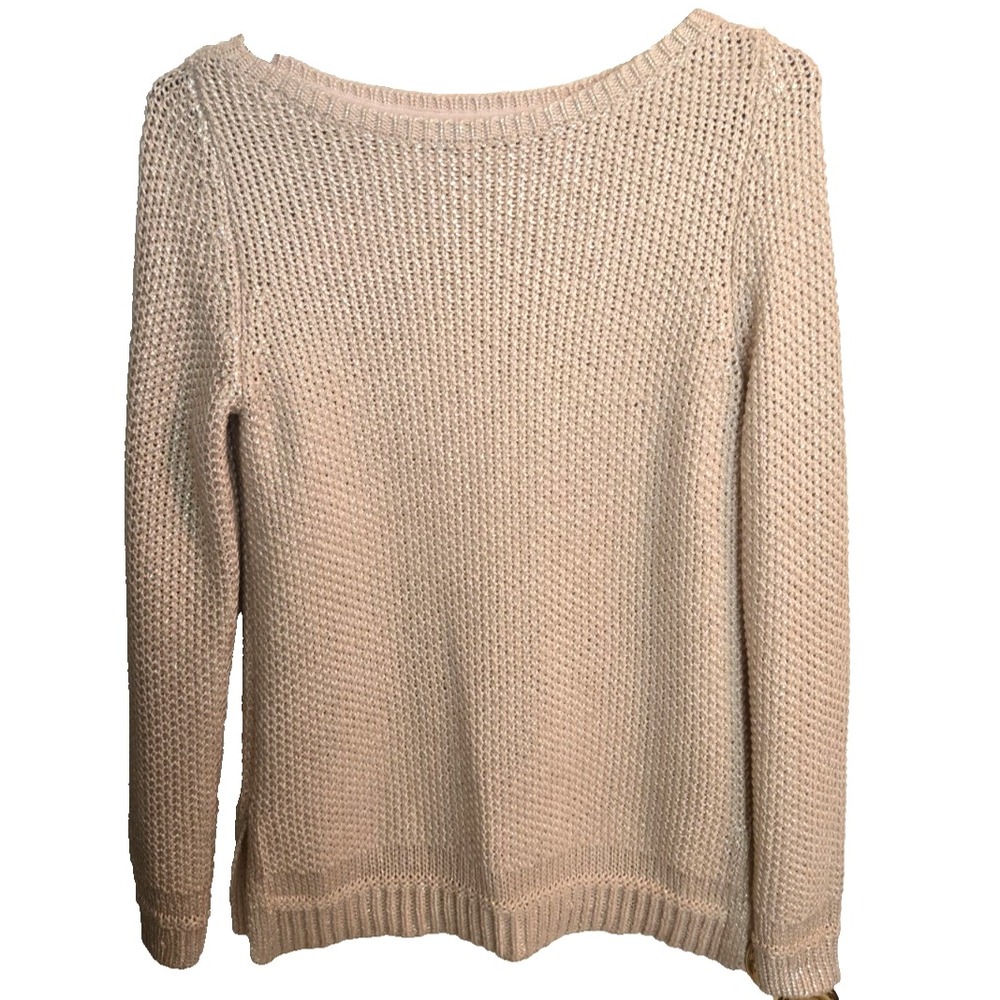 WHBM Metallic Weave Pullover Sweater Women's XS Metallic Cream Color